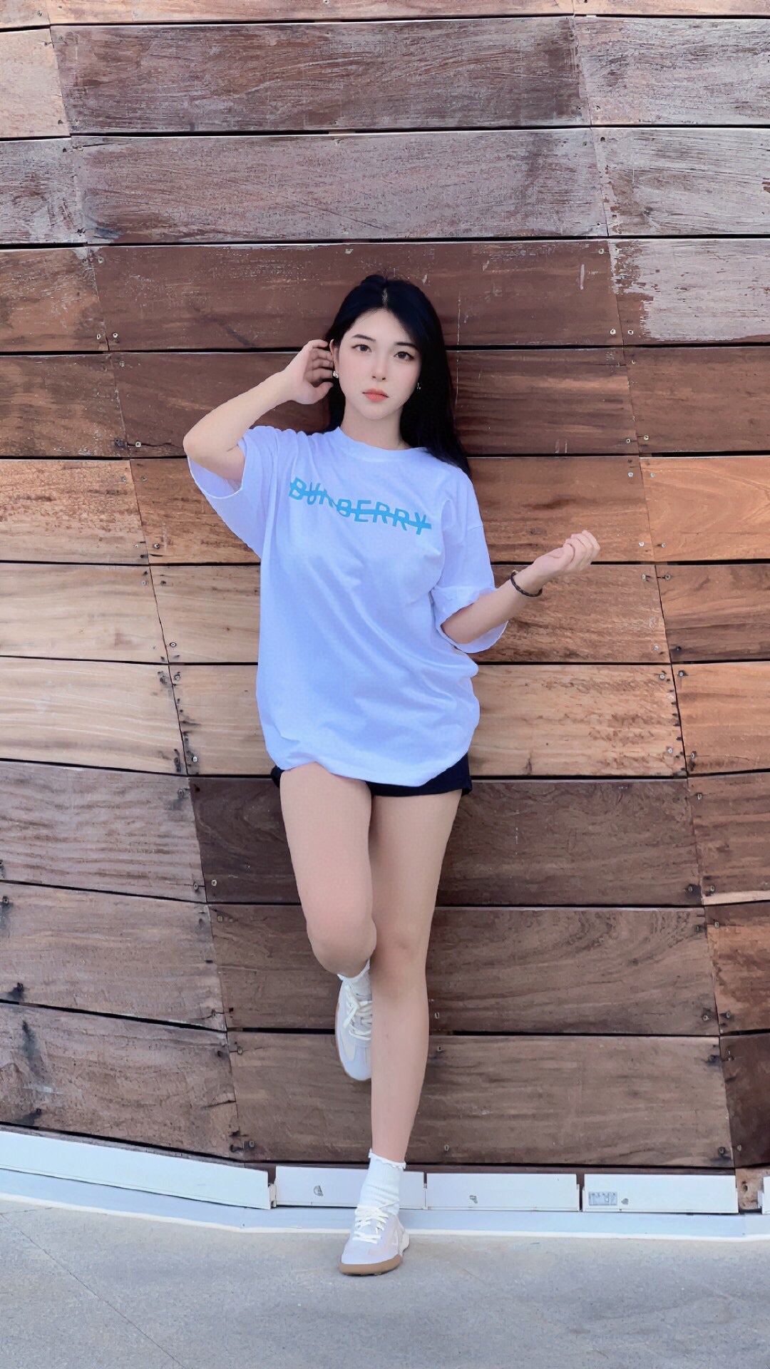 B**rry t-shirt with strikethrough logo