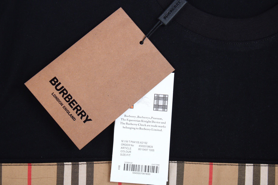 B**rry check panel t-shirt (black)