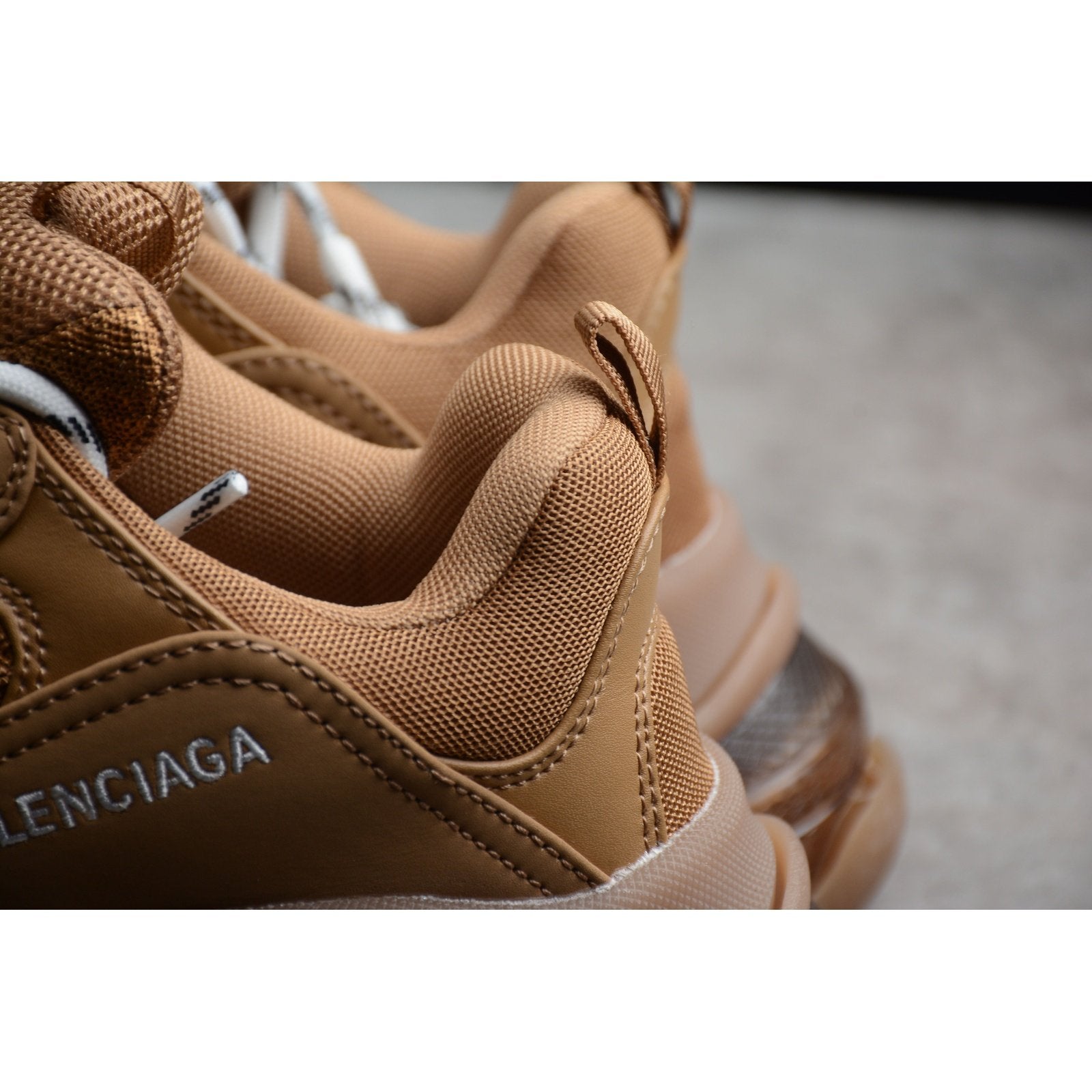 Ba*len*cia*ga triple s clear sole x brown