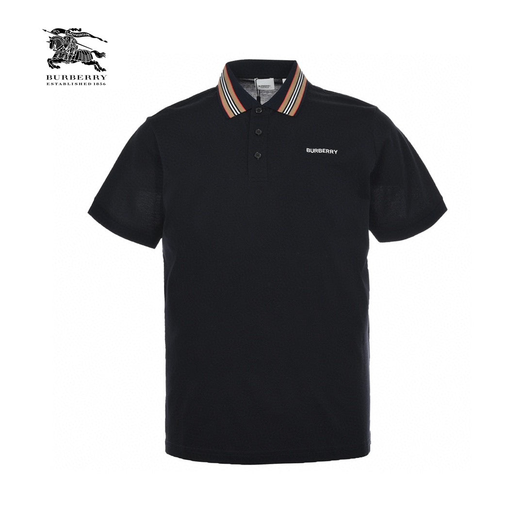 B**rry striped collar black polo shirt