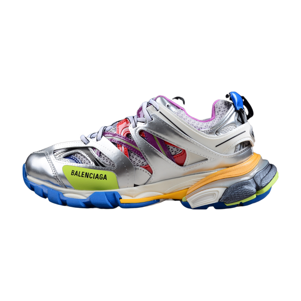 Ba*len*cia*ga track x leather free white silver multi